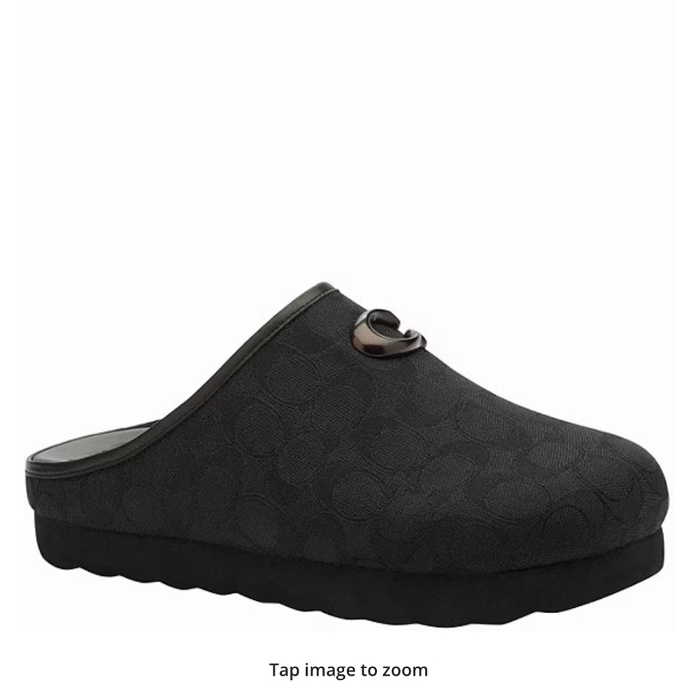 Coach Women's Black Signature Clog Mule with Logo Accent